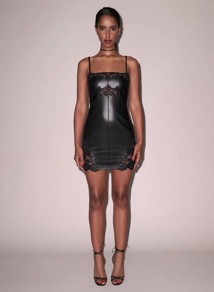 Fleur Du Mal Dresses Vegan Leather Guipure Mini Dress Black 8211 Women Fleur Du Mal Dresses Vegan Leather Guipure Mini Dress Black 8211 Women