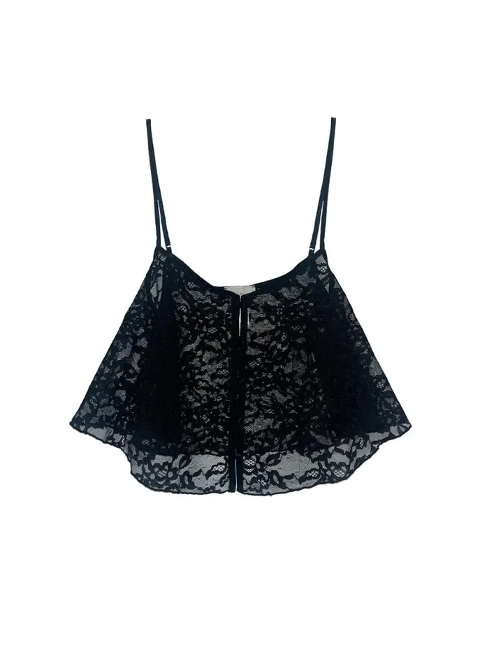 Fleur Du Mal Tops Venus Lace Flutter Cami Black 8211 Women Fleur Du Mal Tops Venus Lace Flutter Cami Black 8211 Women