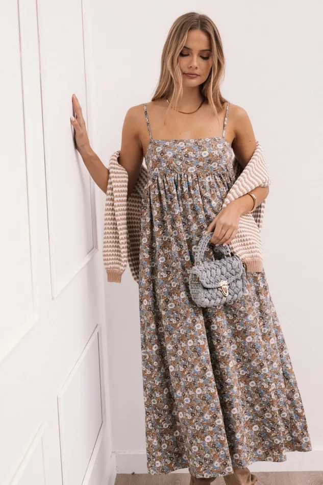 Floral Dresses Andy Maxi Dress Olive Ditsy Floral Petal and Pup Women