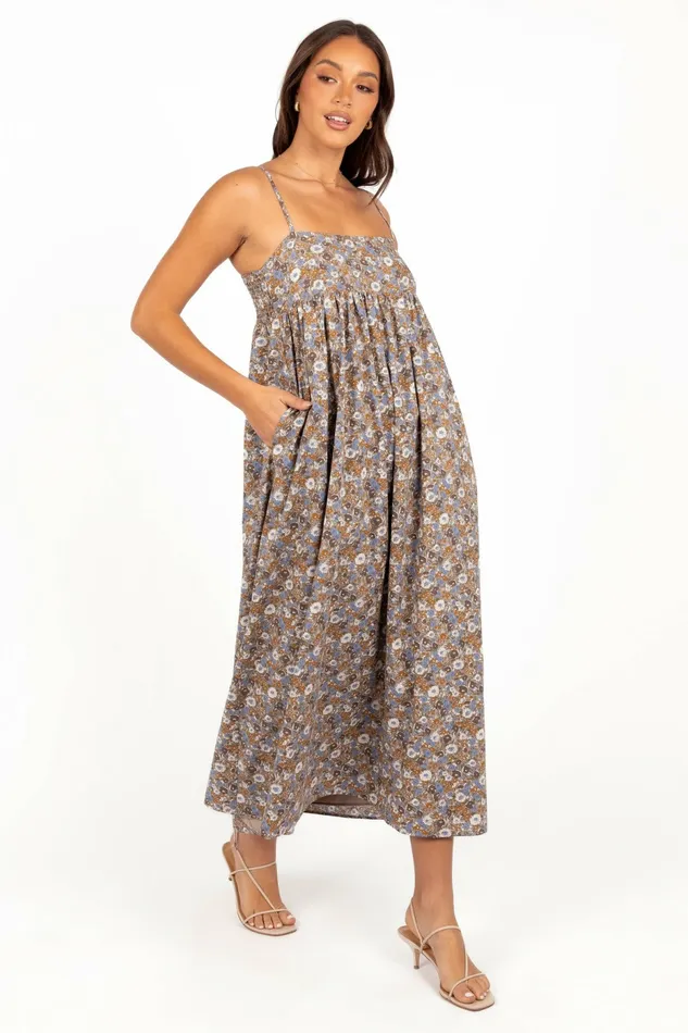 Floral Dresses Andy Maxi Dress Olive Ditsy Floral Petal and Pup Women