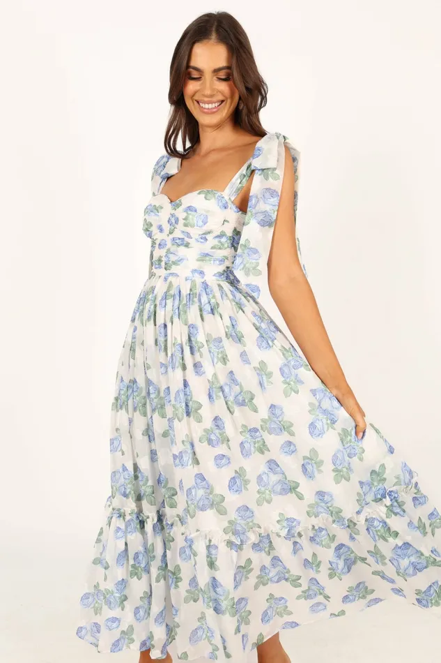 Floral Dresses Floret Midi Dress Blue 8211 Petal and Pup Women