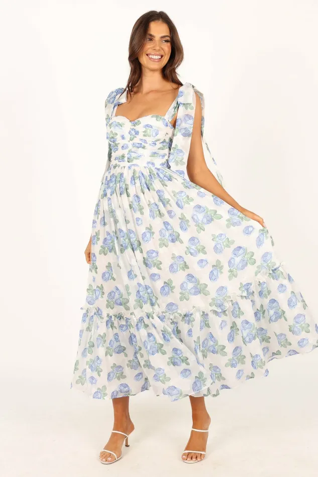 Floral Dresses Floret Midi Dress Blue 8211 Petal and Pup Women