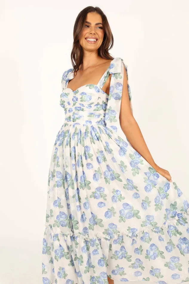 Floral Dresses Floret Midi Dress Blue 8211 Petal and Pup Women