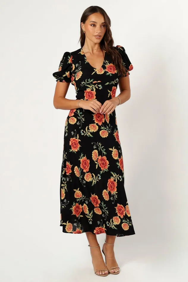 Floral Dresses Petal and Pup Women Christine Midi Dress Sunset Floral