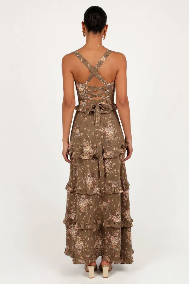 Floral Dresses Petal and Pup Women Lillee Tiered Maxi Dress Olive Print