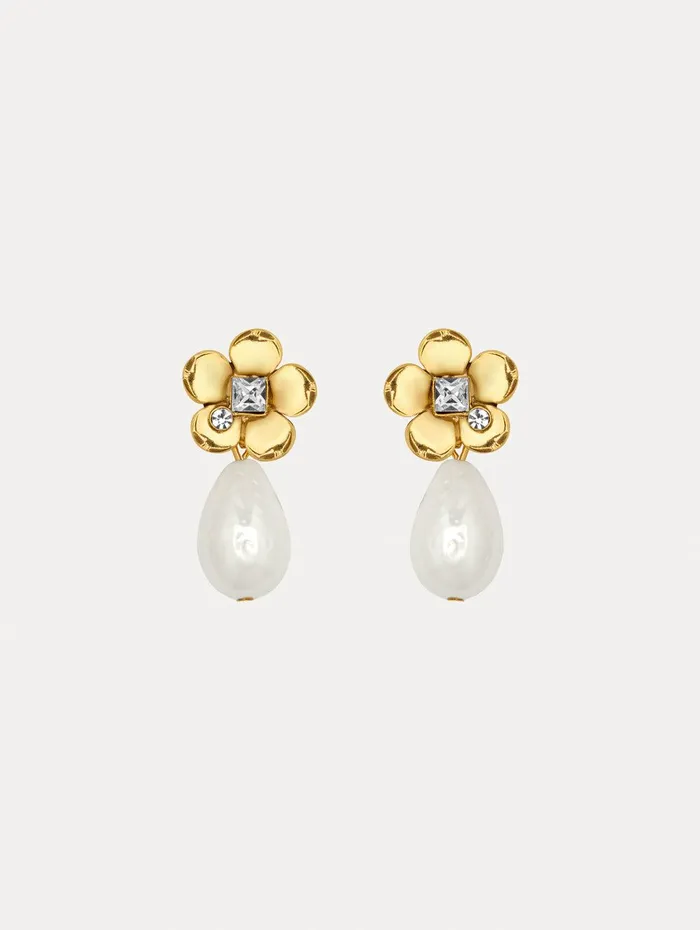 Flower Pearl Drop Earrings Pearl Women Oscar De La Renta Earrings