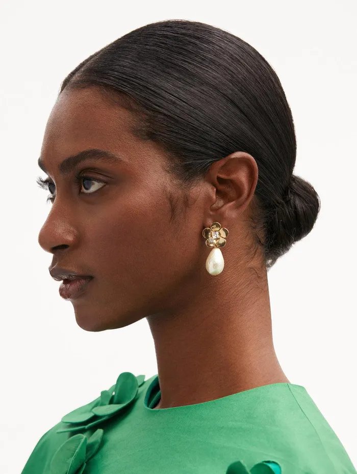 Flower Pearl Drop Earrings Pearl Women Oscar De La Renta Earrings Flower Pearl Drop Earrings Pearl Women Oscar De La Renta Earrings
