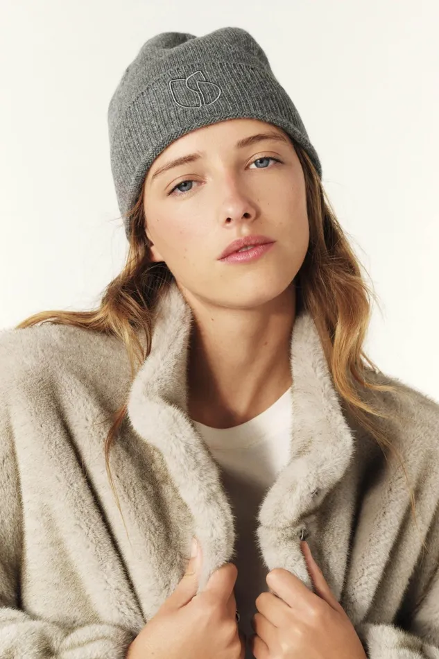 FoldedEdge Knit Cap Cobo Gray Women Baandsh Scarves and Beanies