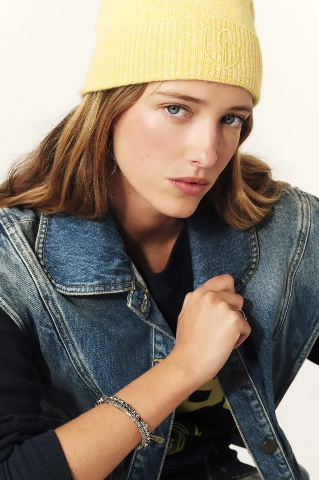 FoldedEdge Knit Cap Cobo Gray Women Baandsh Scarves and Beanies