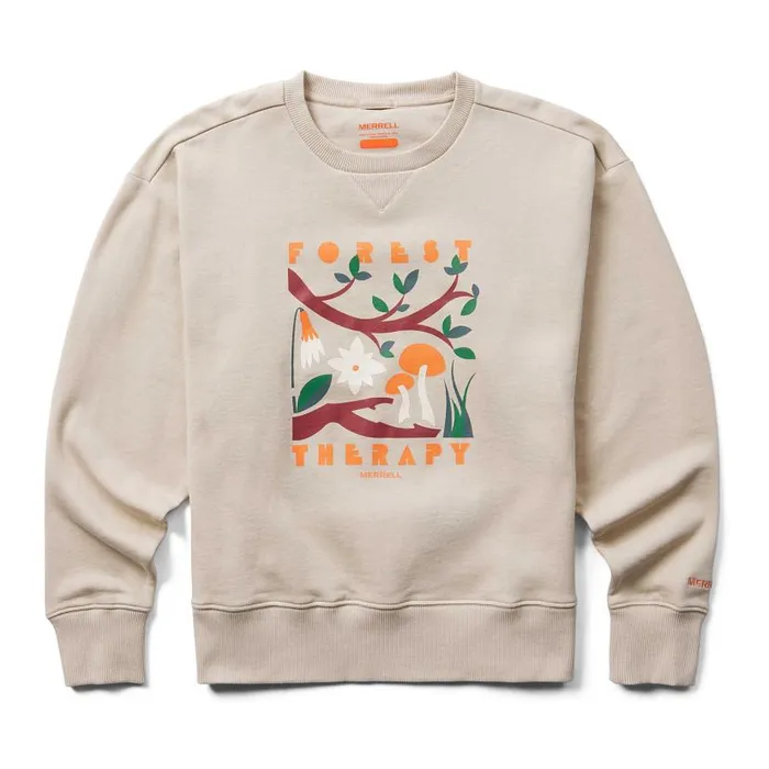 Forest Therapy Fleece Crewneck Oyster Grey Women Merrell Tops