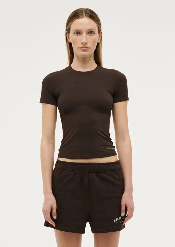 FOUNDATION SHORT SLEEVE TEE IN COFFEE Bodyluxe PE Nation Women