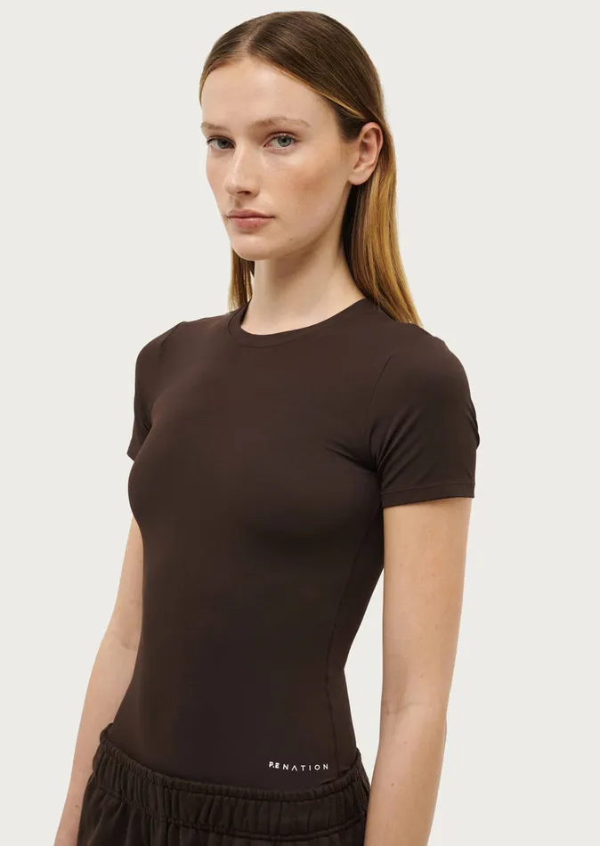 FOUNDATION SHORT SLEEVE TEE IN COFFEE Bodyluxe PE Nation Women