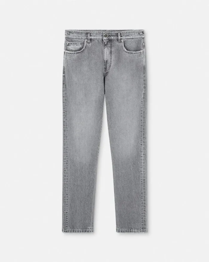 Frayed RegularFit Jeans Gray Men Versace Pants and Shorts