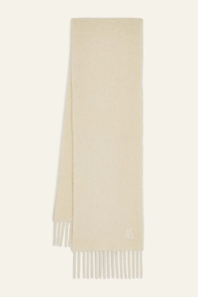 Fringed Knitted Scarf Sasha Brown Women Baandsh Scarves and Beanies