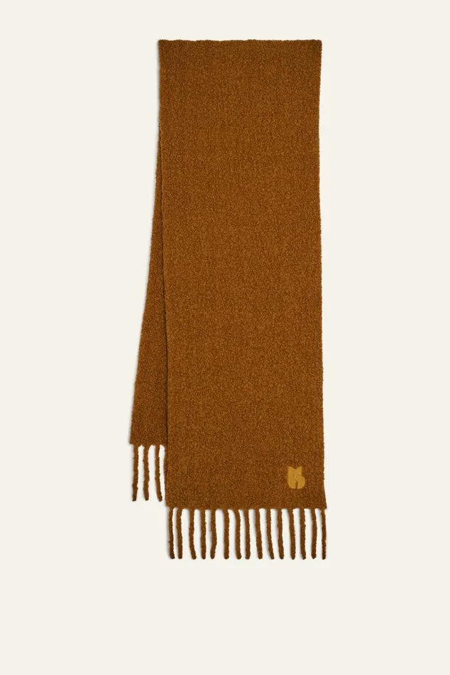 Fringed Knitted Scarf Sasha OffWhite Women Baandsh Scarves and Beanies