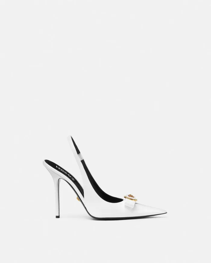 Gianni Ribbon Slingback Pumps 110 Mm White Women Versace Pumps and Slingbacks