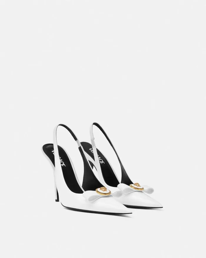 Gianni Ribbon Slingback Pumps 110 Mm White Women Versace Pumps and Slingbacks