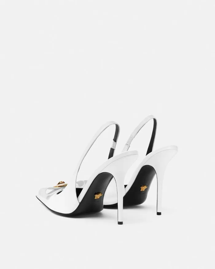 Gianni Ribbon Slingback Pumps 110 Mm White Women Versace Pumps and Slingbacks
