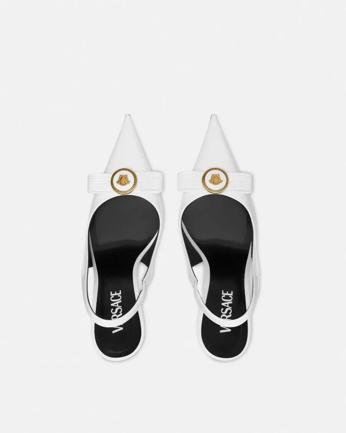 Gianni Ribbon Slingback Pumps 110 Mm White Women Versace Pumps and Slingbacks