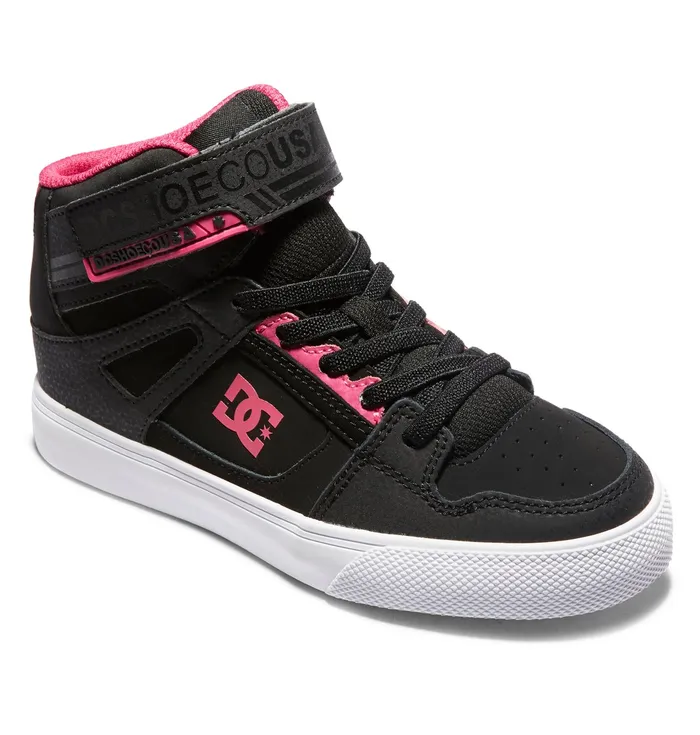 Girls Pure High Elastic Lace Shoes blackpinkblack Sneakers DC Shoes Kids