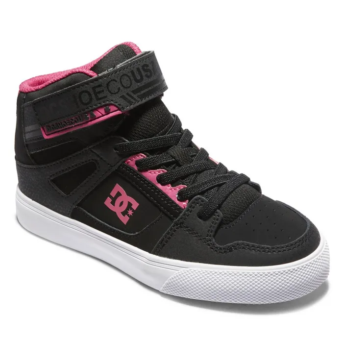 Girls Pure High Elastic Lace Shoes blackpinkblack Sneakers DC Shoes Kids