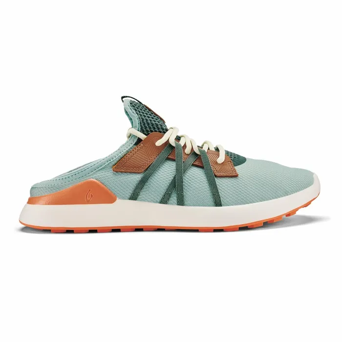 Golf Men Olukai Manele Breathable Golf Shoes 8211 Pale Moss Molten Orange