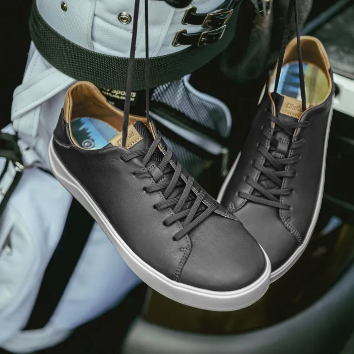 Golf Men Olukai Waialae Waterproof Leather Golf Shoes 8211 Black