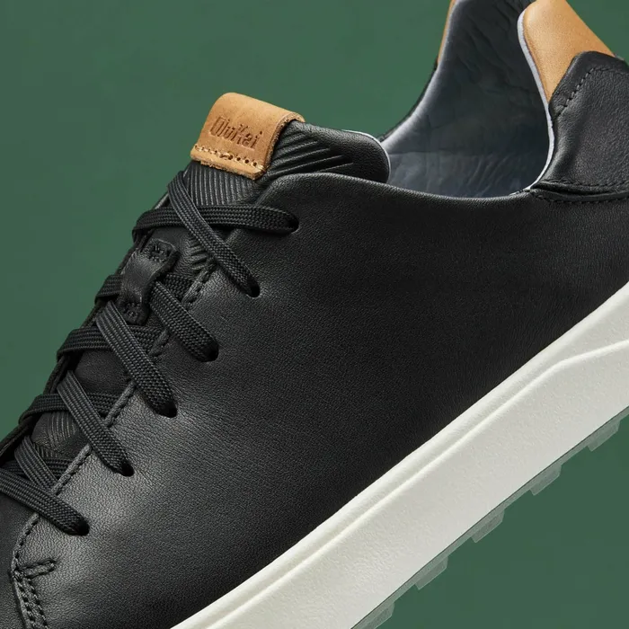 Golf Men Olukai Waialae Waterproof Leather Golf Shoes 8211 Black