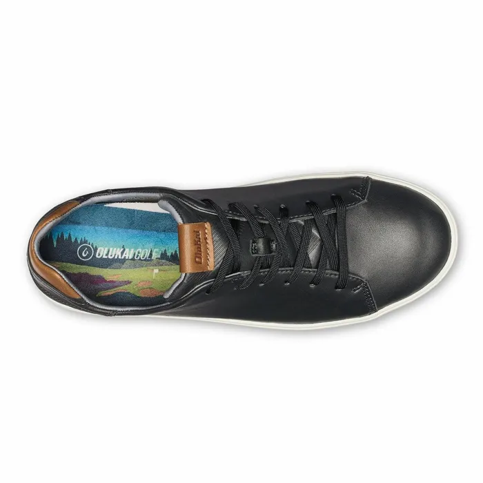 Golf Men Olukai Waialae Waterproof Leather Golf Shoes 8211 Black