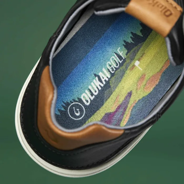 Golf Men Olukai Waialae Waterproof Leather Golf Shoes 8211 Black