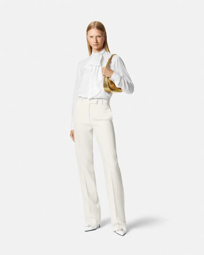Grain De Poudre StraightLeg Pants White Women Versace Pants and Shorts