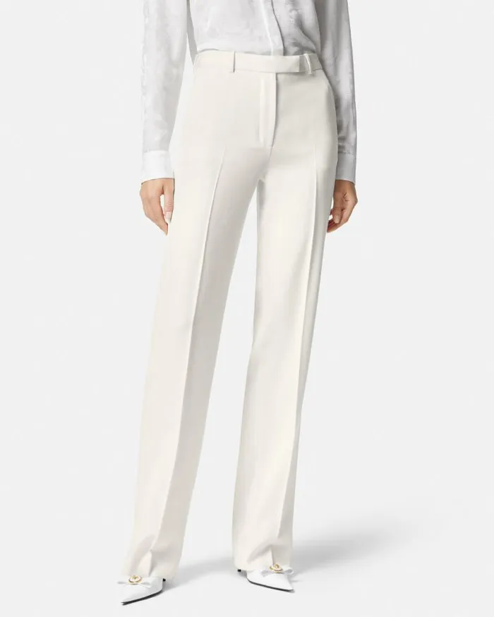 Grain De Poudre StraightLeg Pants White Women Versace Pants and Shorts