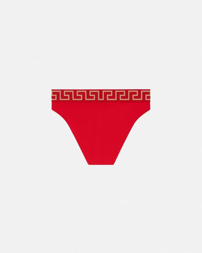 Greca Border Bikini Bottoms Red Women Versace Swimwear