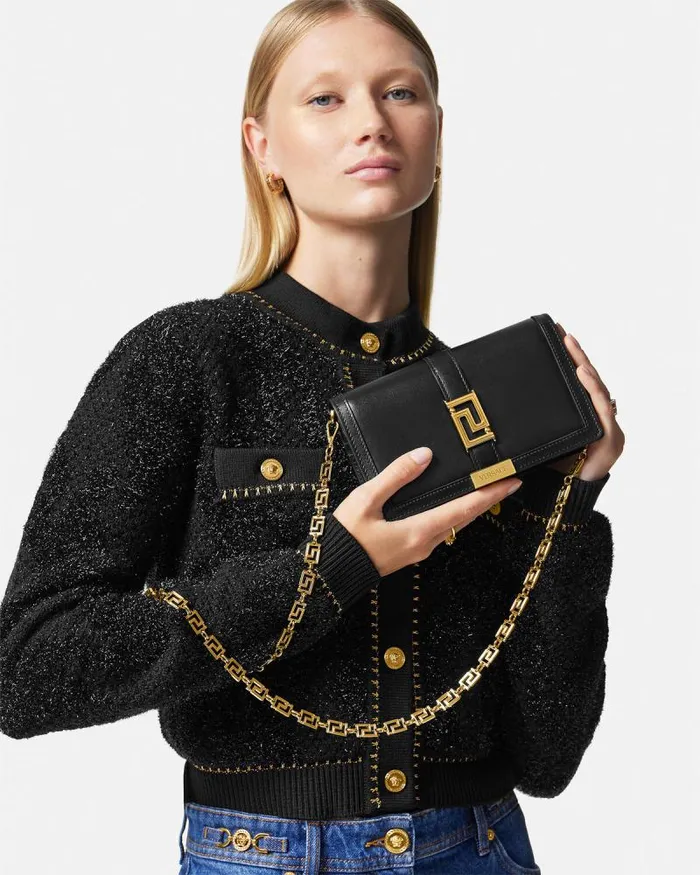 Greca Goddess Mini Bag Blackgold Women Versace Shoulder and Crossbody