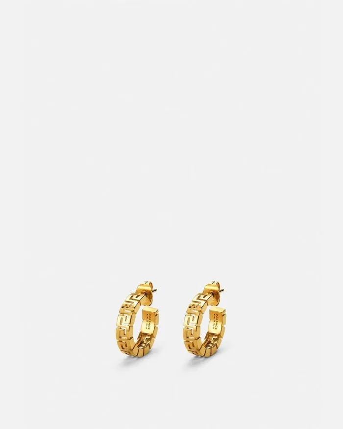 Greca Hoop Earrings Light Gold WomenMen Versace Earrings