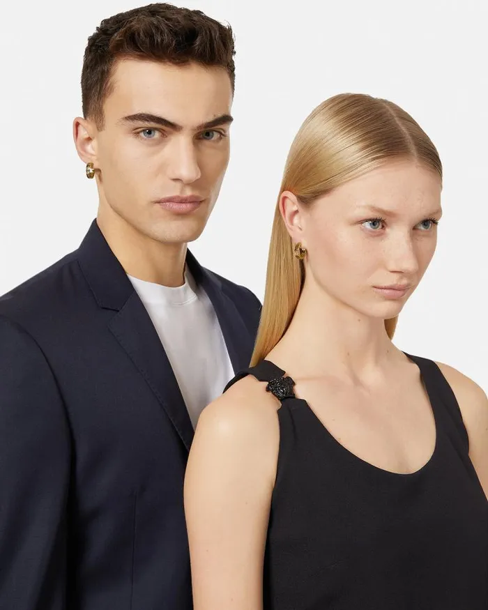 Greca Hoop Earrings Light Gold WomenMen Versace Earrings