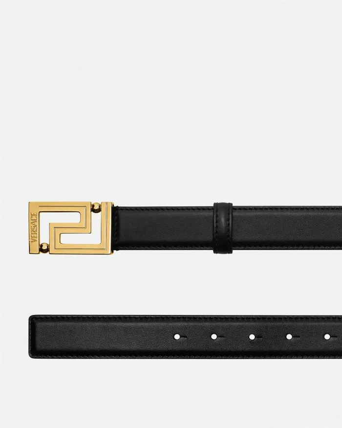 Greca Leather Belt 3 Cm Blackgold Men Versace Belts