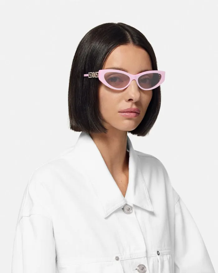 Greca Strass CatEye Sunglasses Pink Women Versace Sunglasses