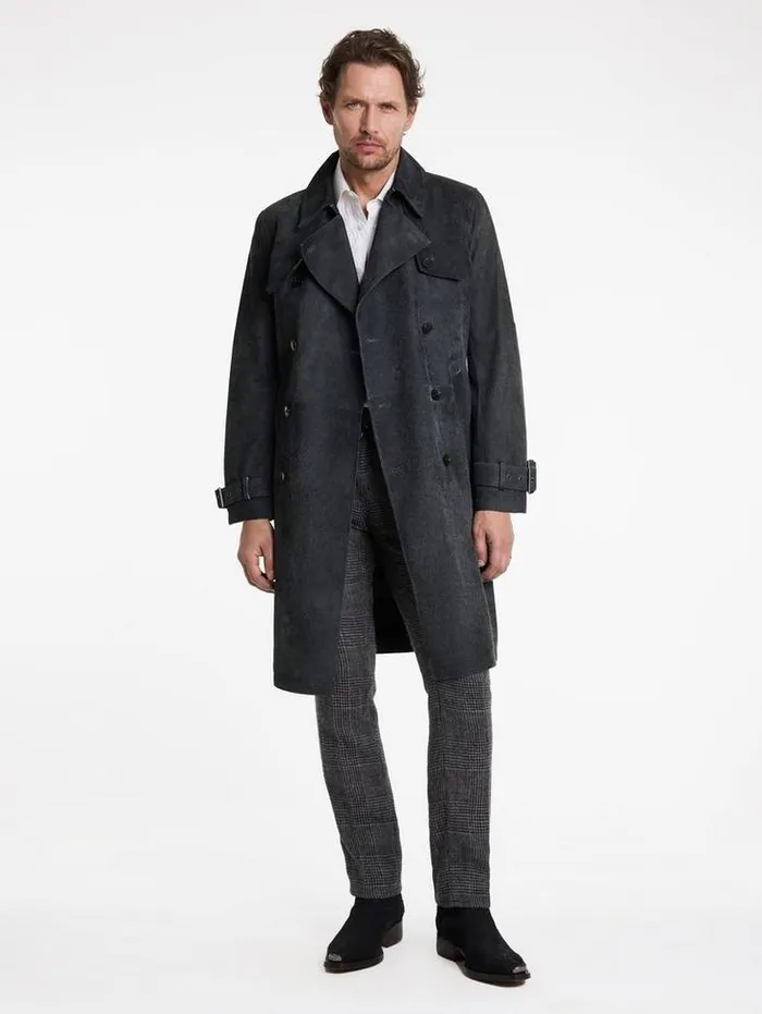 HACKNEY COAT Indigo Men John Varvatos Leather Jackets