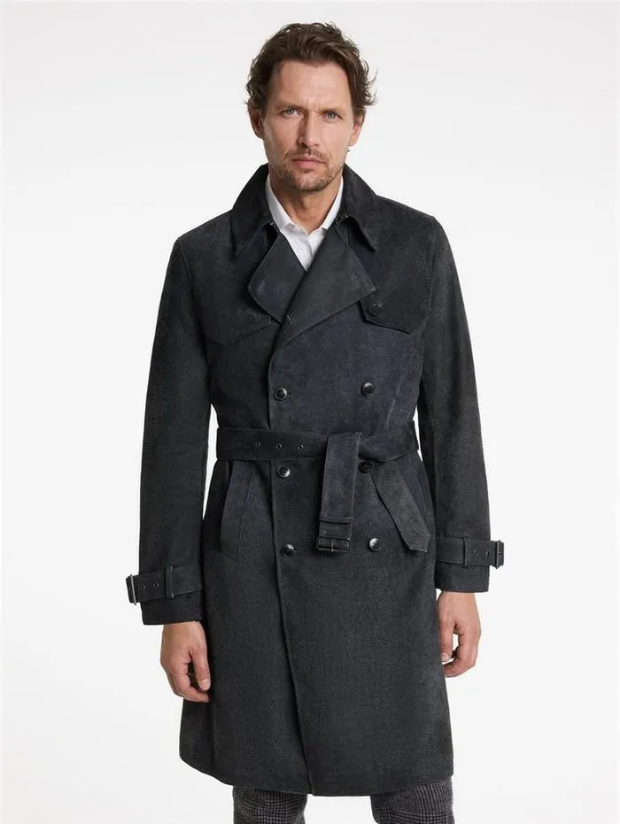 HACKNEY COAT Indigo Men John Varvatos Leather Jackets