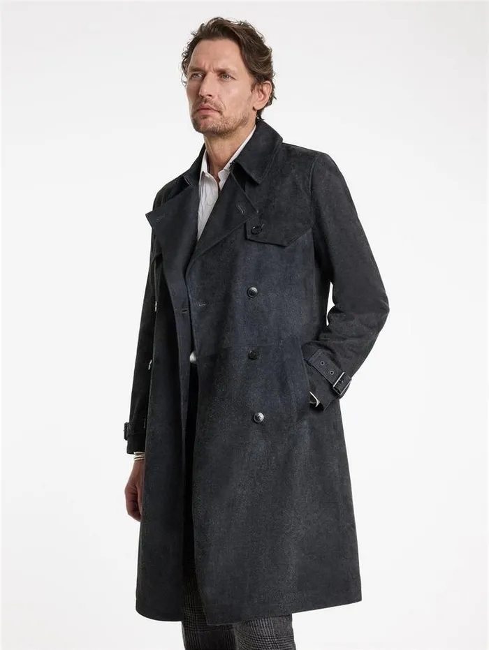 HACKNEY COAT Indigo Men John Varvatos Leather Jackets