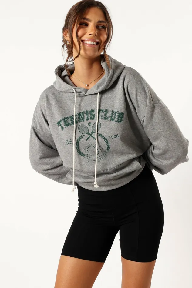 Hailey Tennis Sweatshirt Gray Women Loungewear Petal and Pup
