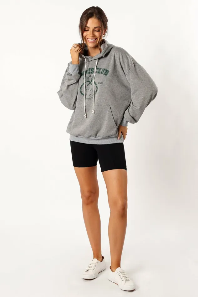 Hailey Tennis Sweatshirt Gray Women Loungewear Petal and Pup