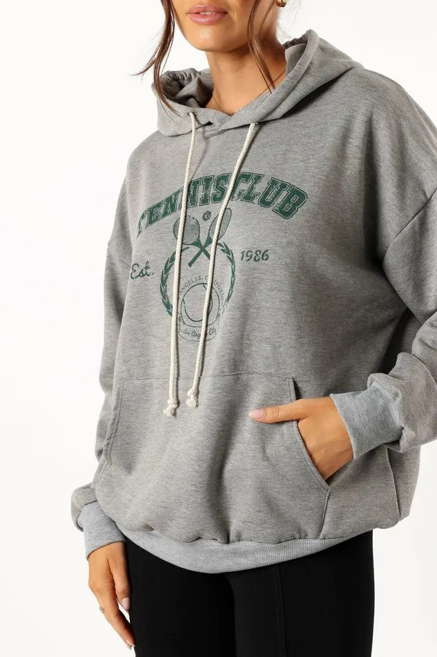 Hailey Tennis Sweatshirt Gray Women Loungewear Petal and Pup