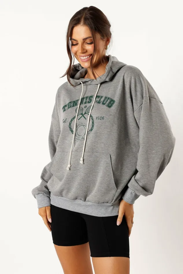 Hailey Tennis Sweatshirt Gray Women Loungewear Petal and Pup