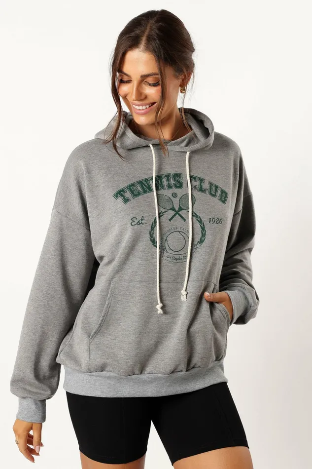 Hailey Tennis Sweatshirt Gray Women Loungewear Petal and Pup