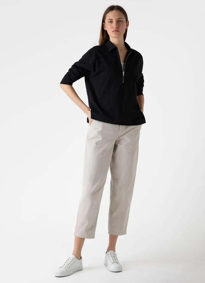 Half Zip Heavyweight Polo Black Women SUNSPEL Tshirts and Tops
