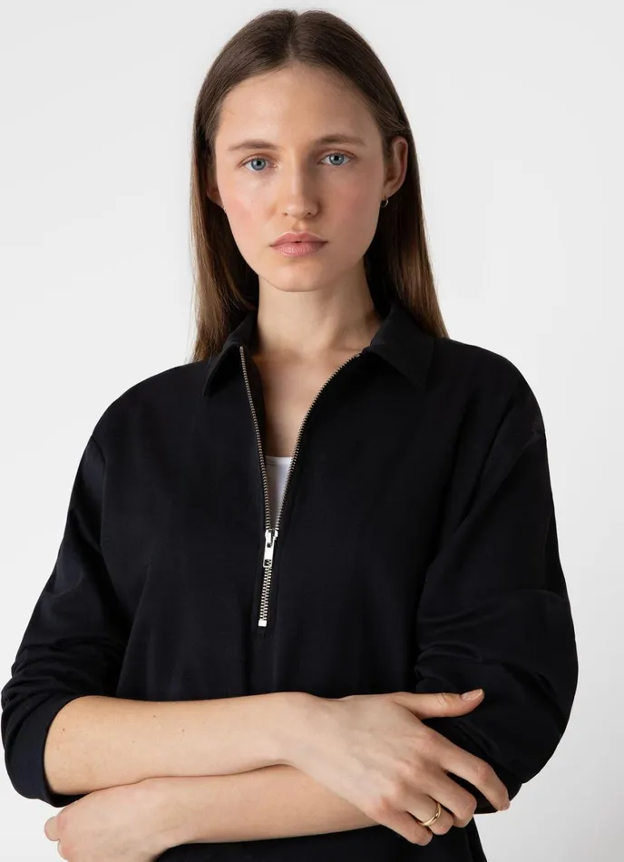Half Zip Heavyweight Polo Black Women SUNSPEL Tshirts and Tops