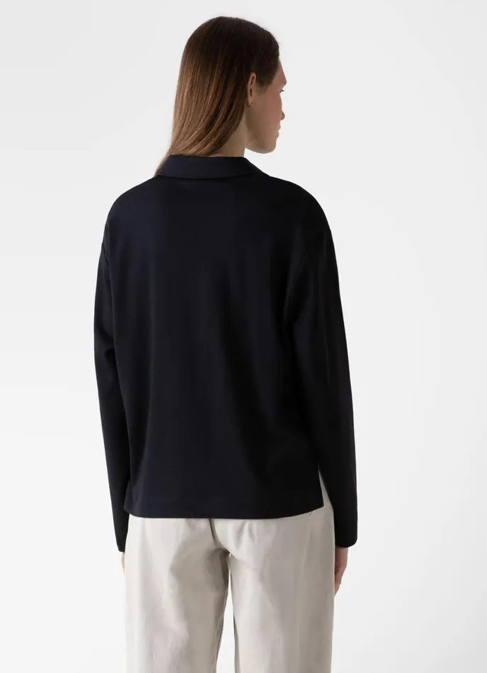Half Zip Heavyweight Polo Black Women SUNSPEL Tshirts and Tops