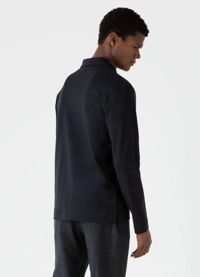 Half Zip Heavyweight Polo Shirt Black Men SUNSPEL Polo Shirts